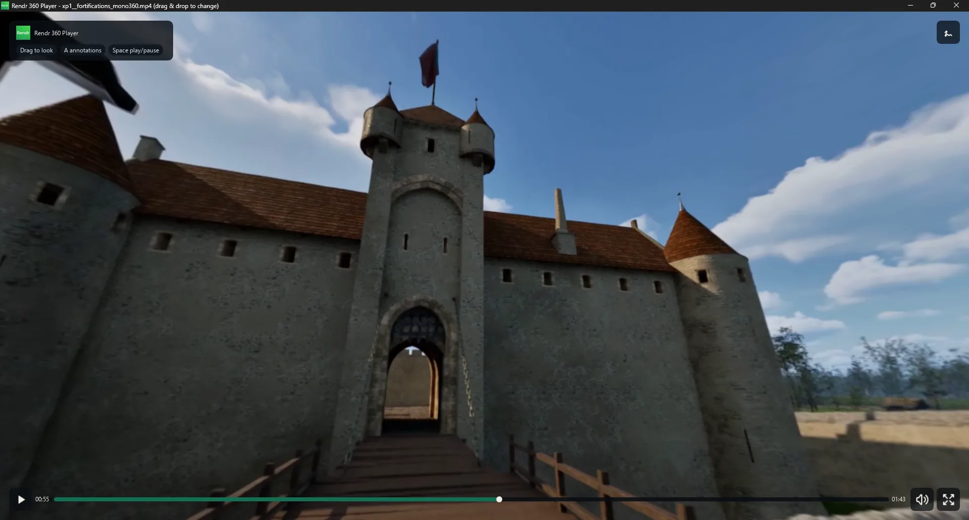 A 360° view of a castle gatehouse