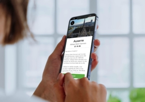 Rendr : smartphone avec l'application Legendr, parcours Auxerre