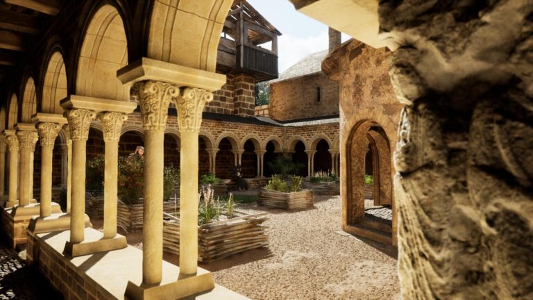 Reconstitution 3D du cloître du prieuré de Chamalières-sur-Loire