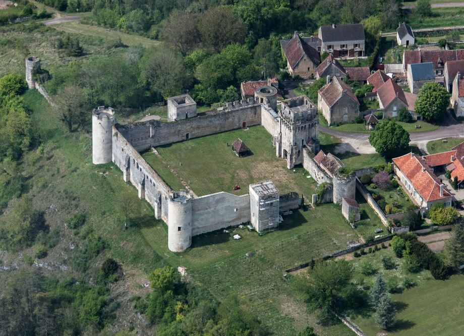 vue panoramique du château à Druyes-les-Belles-Fontaines