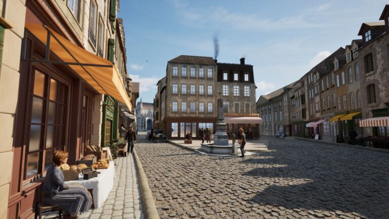 Reconstitution 3D de la place Belle-Croix à Falaise