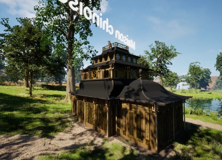 Reconstitution 3D de la maison chinoise du Désert de Retz à Chambourcy