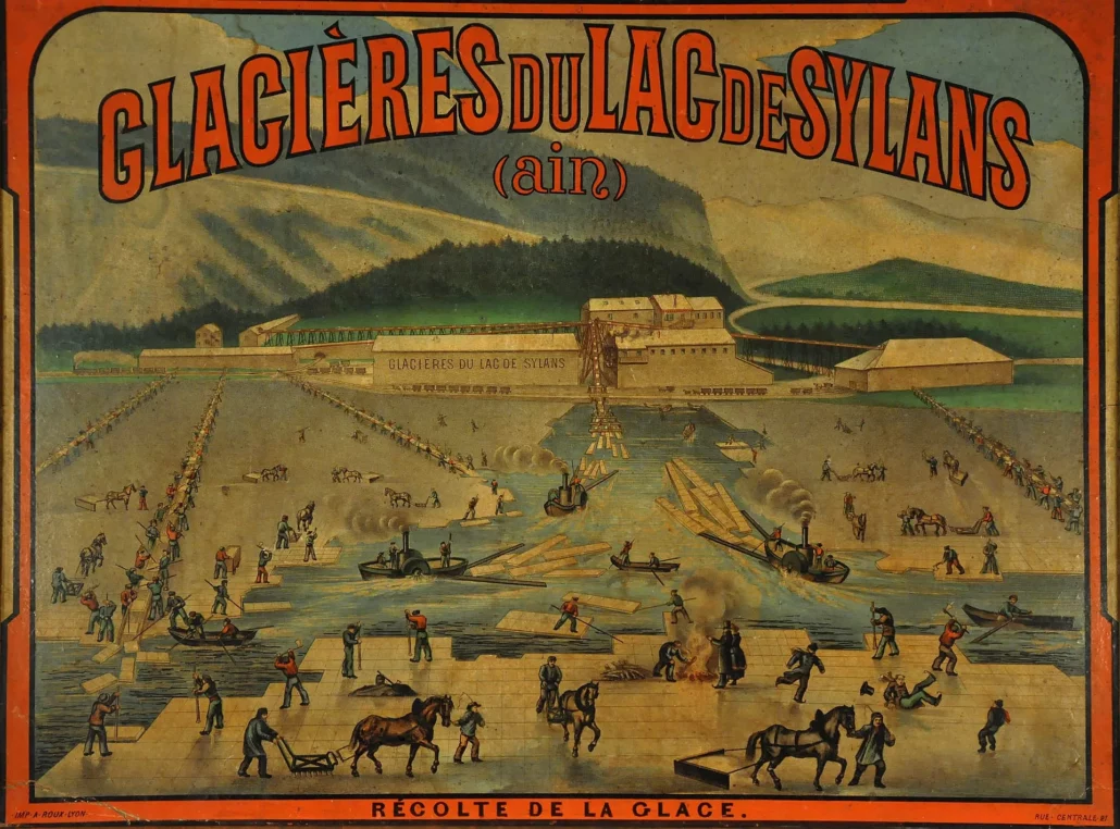Dessin publicitaire ancien des Glacières de Sylans