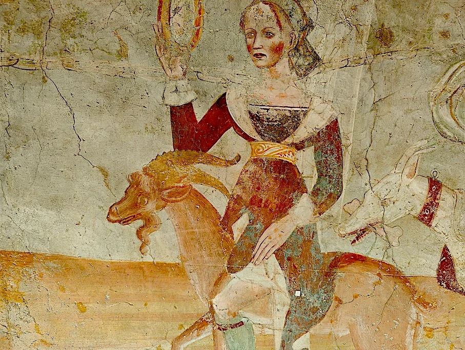Détail de la peinture murale de l’église Saint-Laurent des Vigneaux