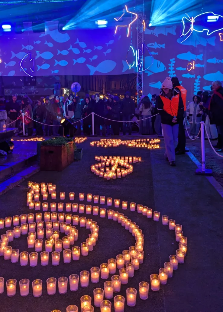 Lumignons allumés pour la Fête des Lumières de Lyon