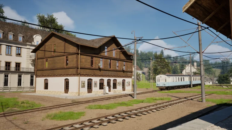 Reconstitution 3D de la gare de Montbovon et du train électrique vers 1903