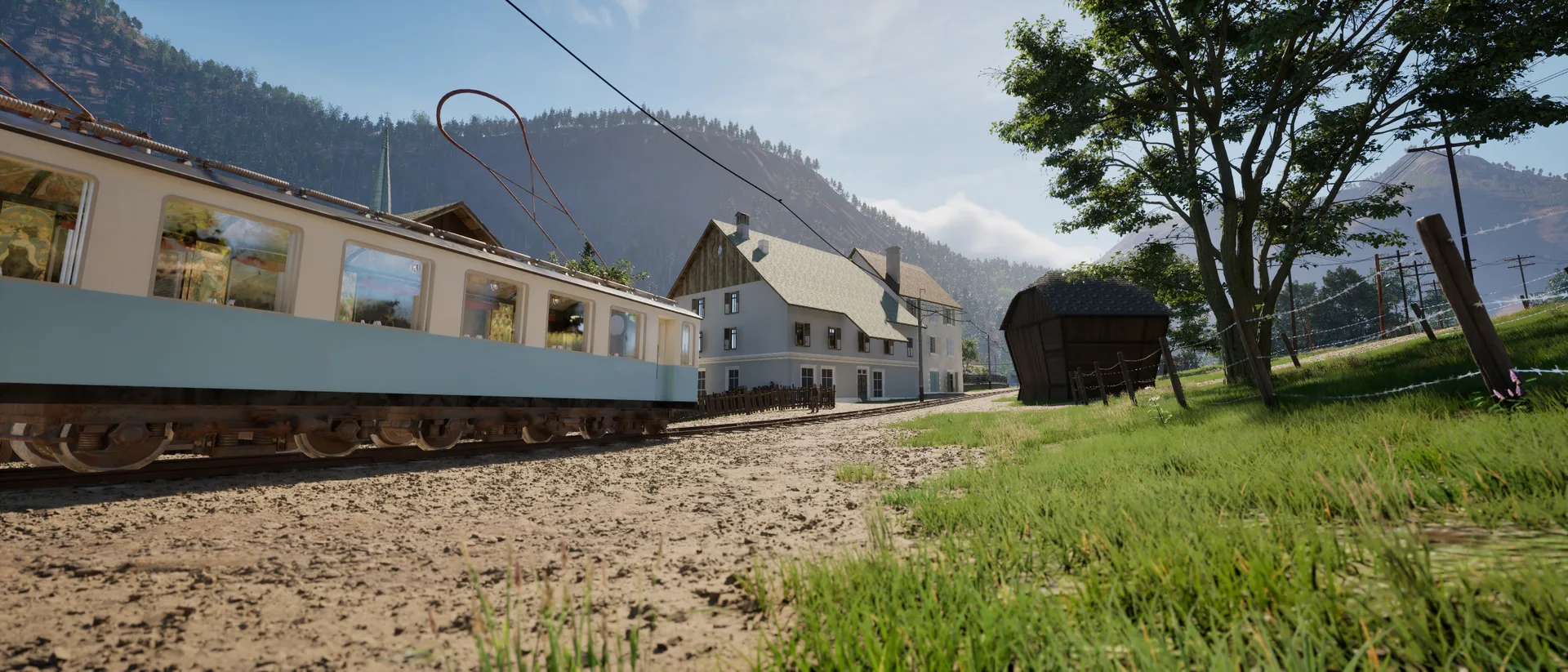 Le train dans le village Le train dans le village
