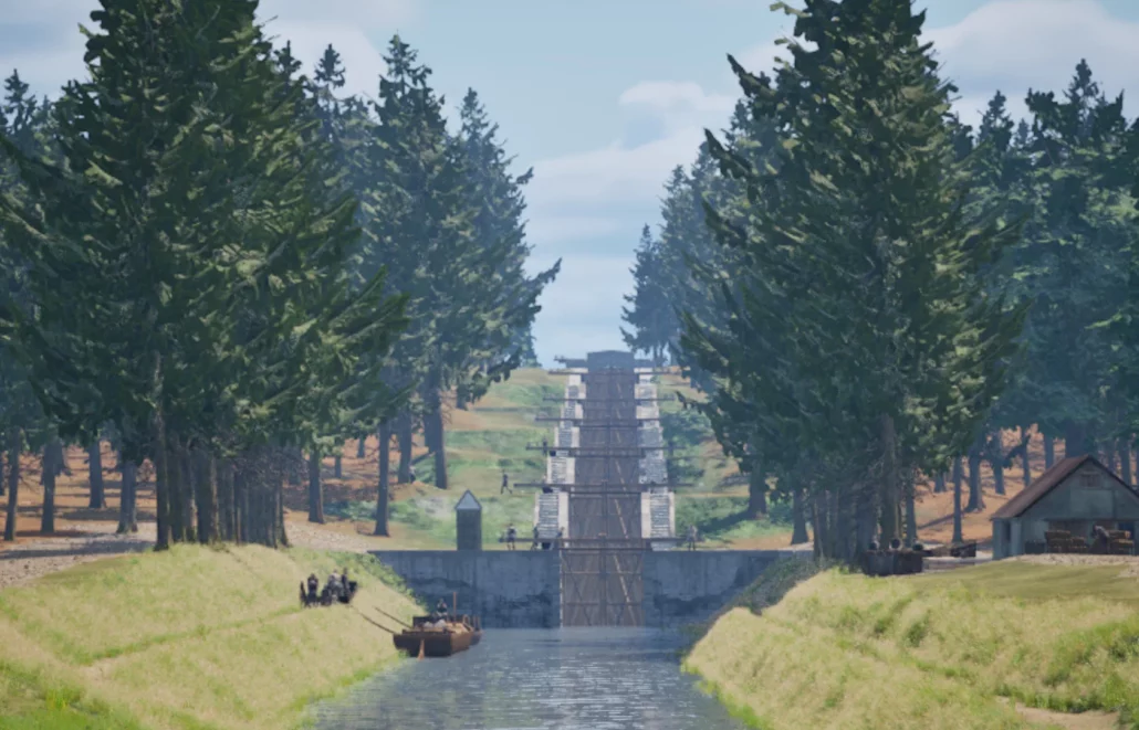 Reconstitution 3D des Sept-Écluses de Rogny en 1834
